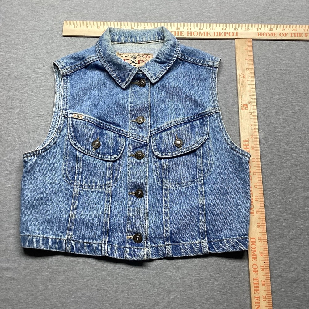 Vintage 1990s EXP Jeans By Express Cropped Denim Vest Size M Made In USA